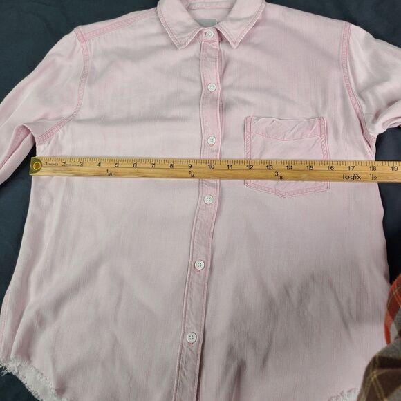 Rails XS Ingrid Raw Button Up Dusty Rose Chambray Long Sleeve Boho Coastal - Picture 3 of 13